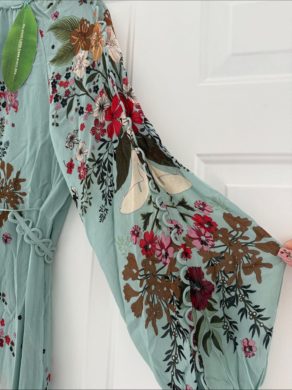 Farm Rio Floral Maxi Dress in Light Mint - Picture 4 of 10